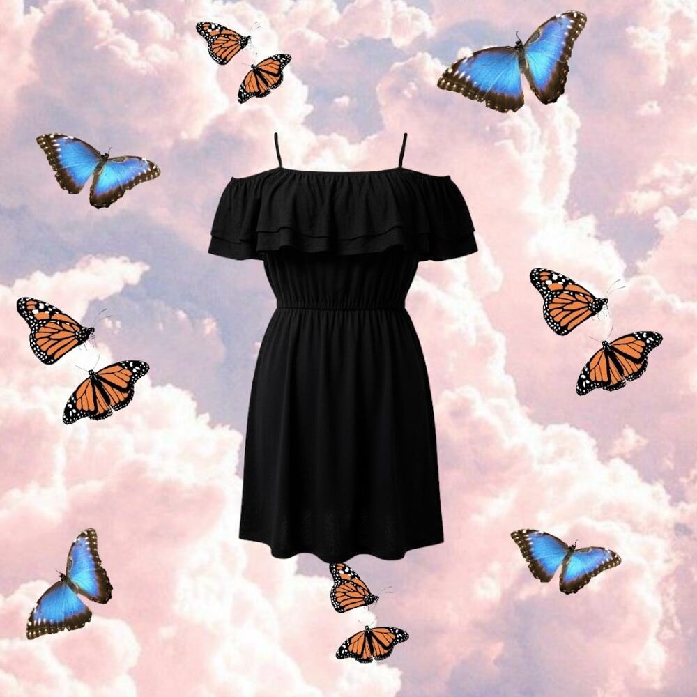 Good Luck Gem Cold Shoulder Black Dress